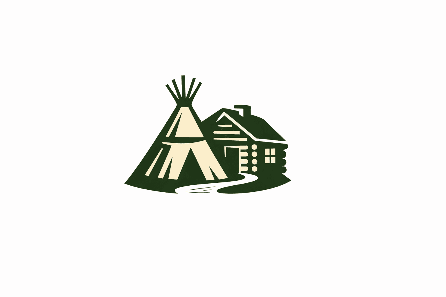 Indian Township Housing Authority — tipi and log cabin illustration